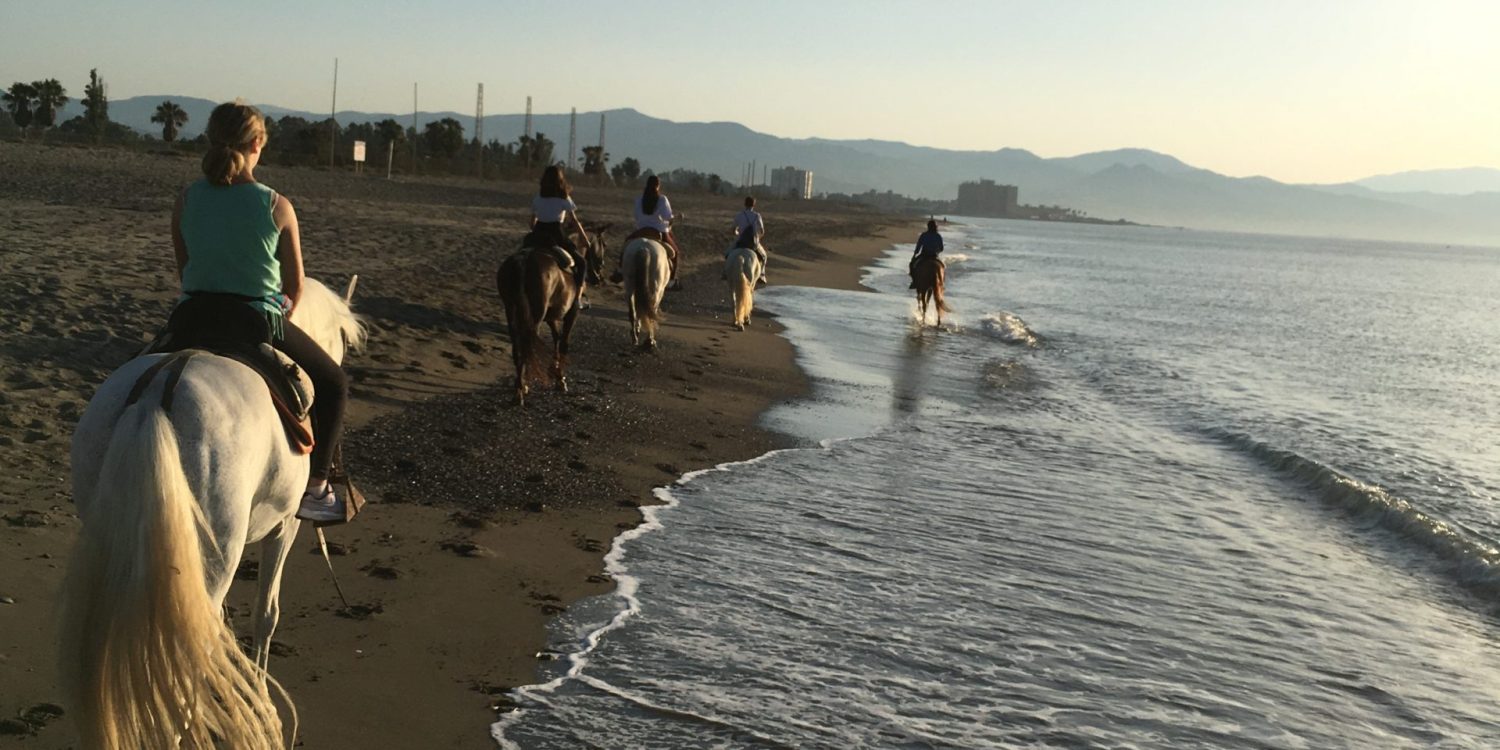 Paseo a caballo por la playa en torremolinos